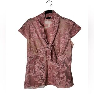 Vintage Floral Lace Burnout Babydoll Shirt Whimsy Coquette Size Large